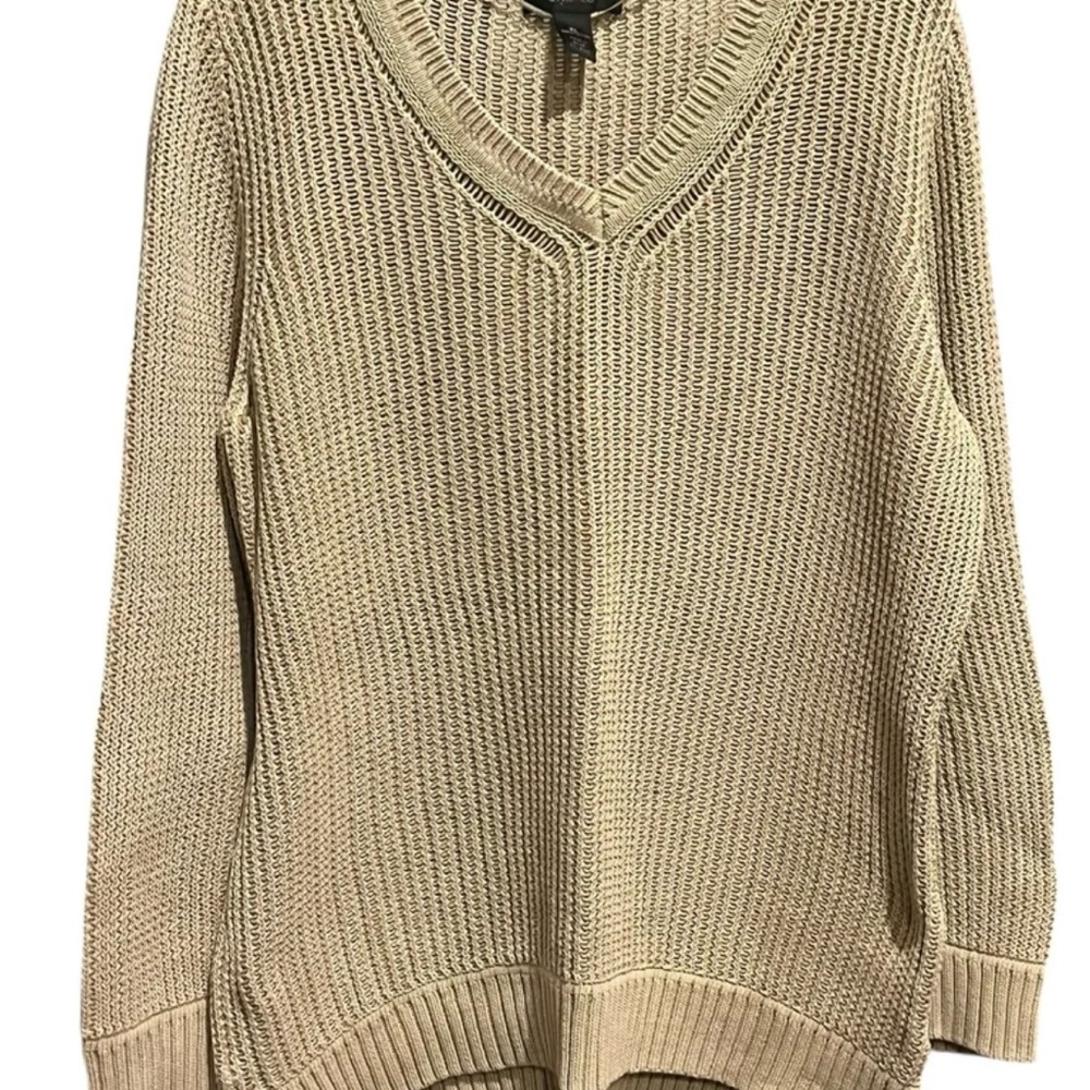 Style & Co. Women's Tan V-Neck Sweater 100% Cotton